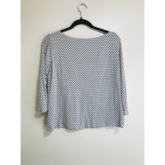 Lauren Ralph Lauren Slub Knit, Viscose Geometric Pattern Top, Size L - Picture 1 of 4